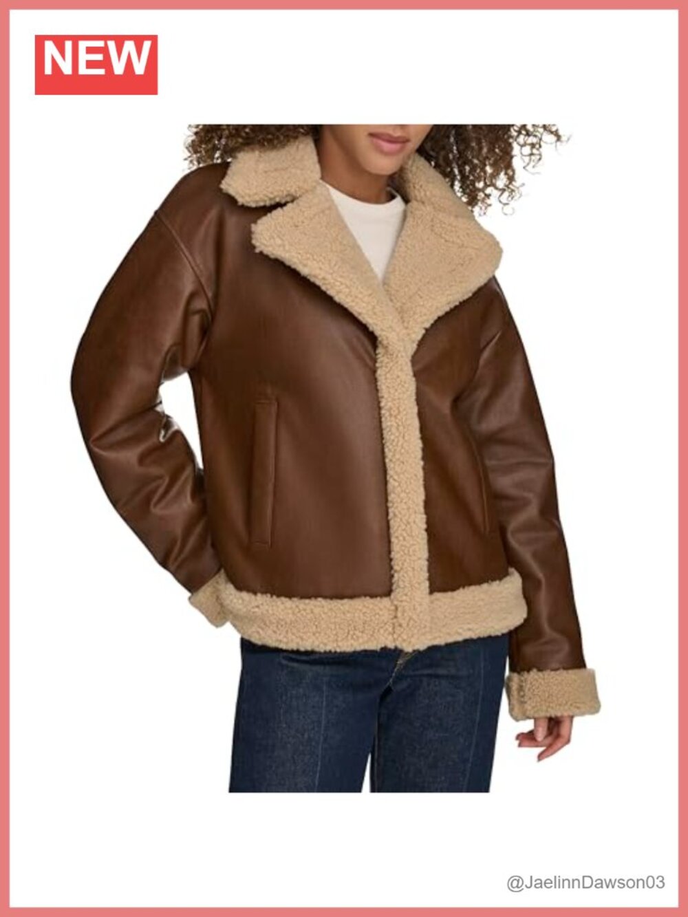 Faux Leather Sherpa Lined Moto Jacket Notch Collar Cold Weather